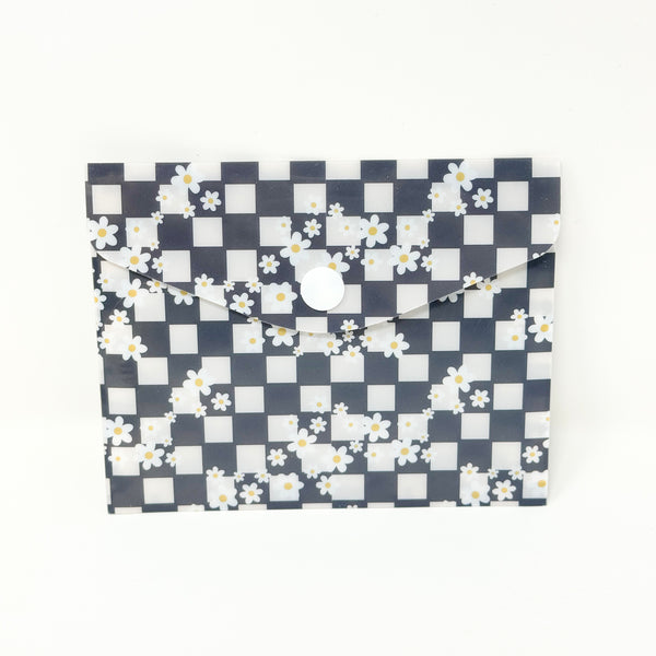 Checkered Floral Plastic Sticker Storage Envelope