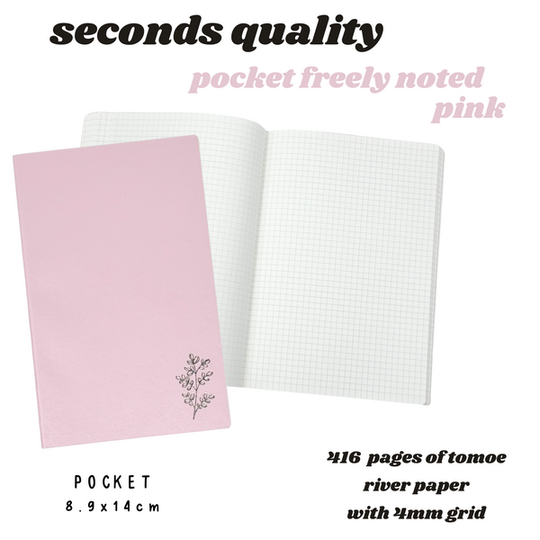 * Seconds Quality *  PINK Pocket Freely Noted |  52 gsm Tomoe River Paper Notebook ( OOPS )