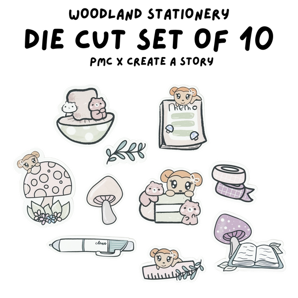 Woodland Stationery Sticker Flake Set Of 10 (PMC X CAS)