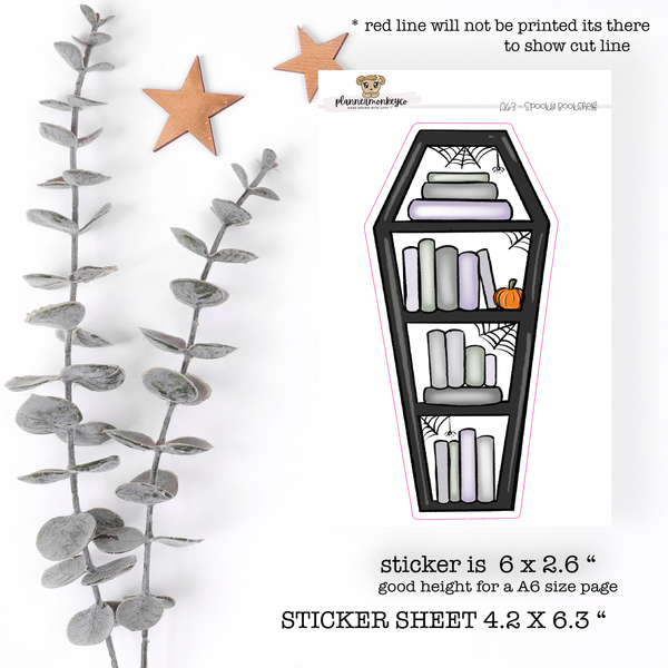 A63 | A6 Coffin/Spook Bookshelf Full Page Sticker Flake