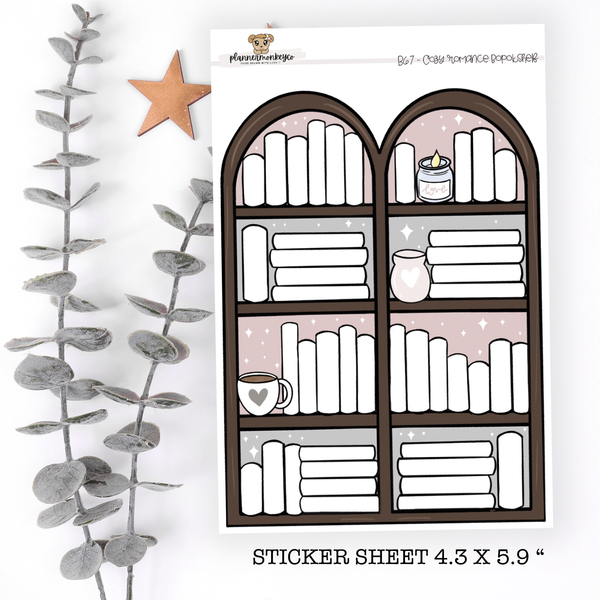 B67 | B6 Cozy Romantic Bookshelf Full Page Sticker Flake