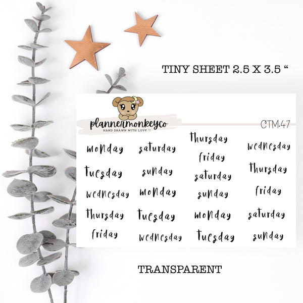 CTM.47 | Rainwood Font Days Of The Week Tiny Sheet (Transparent)