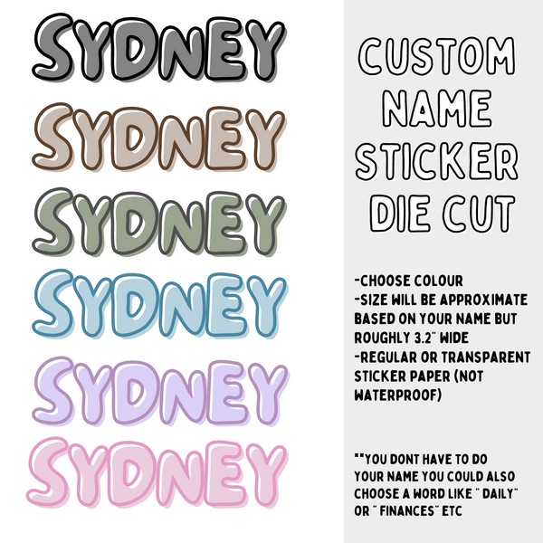 Custom Bubble Name Die Cut Sticker | Transparent OR Regular