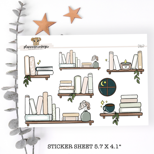 D31 | Boho Cozy Night Bookshelf Doodles (Transparent Or Regular)