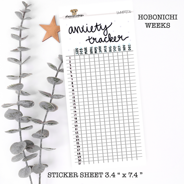 HWNOTES16 | Hobonichi Weeks ' Anxiety Tracker ' Large Sticker