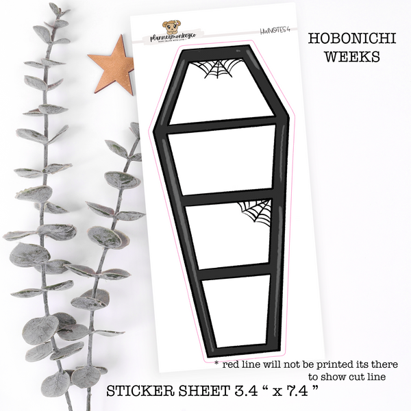 HWNOTES4 | Hobonichi Weeks 'Empty Coffin/Spooky Bookshelf'  Large Sticker