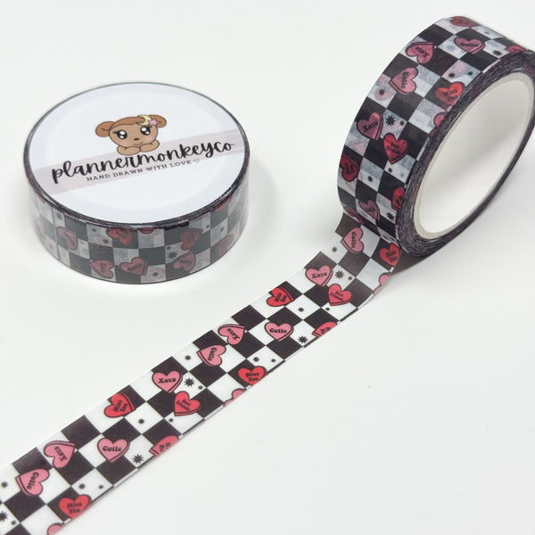 Checkered conversation hearts washi tape | 15MM