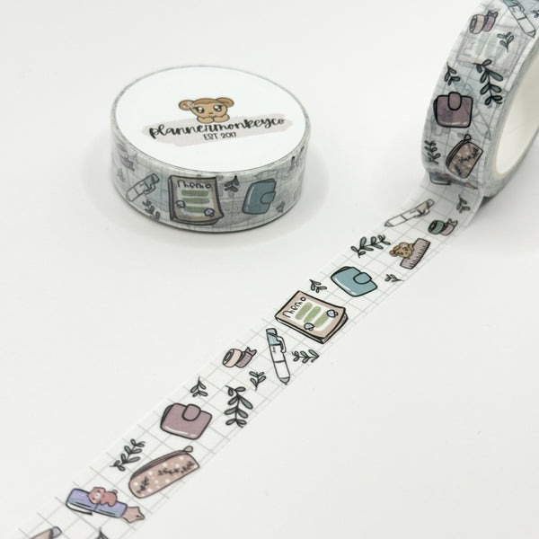 Woodland Stationery Grid Washi Tape (PMC X CAS) | 15MM