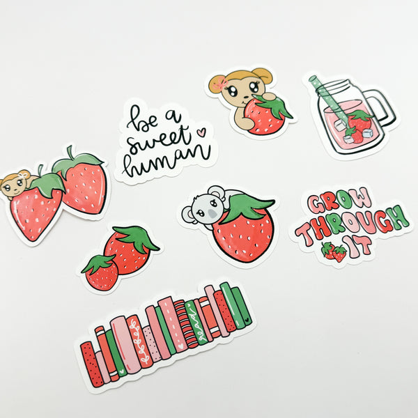 Summer Strawberry Sticker Flake Set Of 8