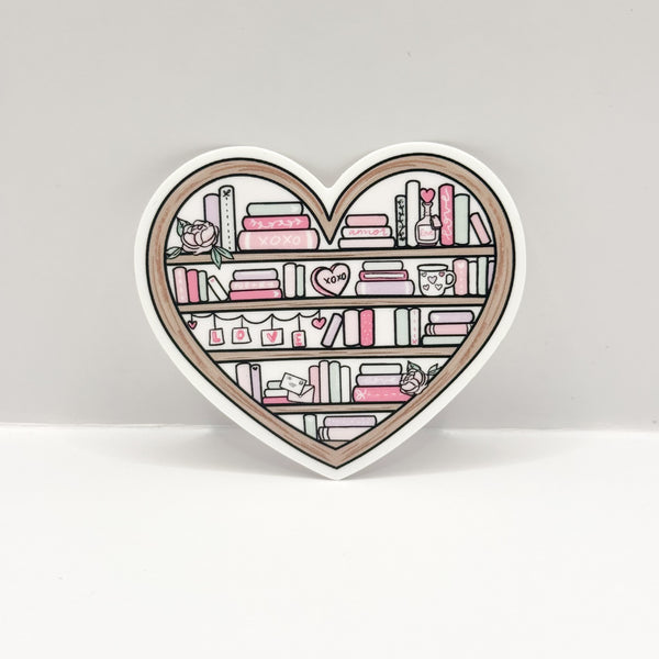 Be Mine Heart Bookshelf Vinyl Die Cut Sticker | Matte