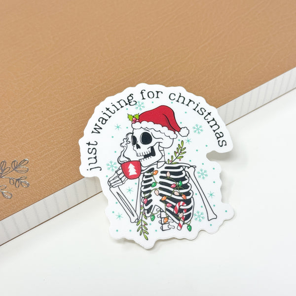 Just Waiting For Christmas Vinyl Die Cut Sticker | Matte