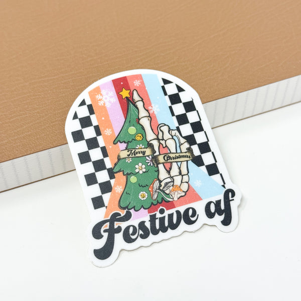 Festive AF Vinyl Die Cut Sticker | Matte