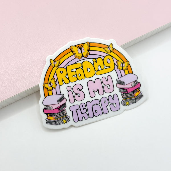 Reading Is My Therapy Vinyl Die Cut Sticker | Glossy