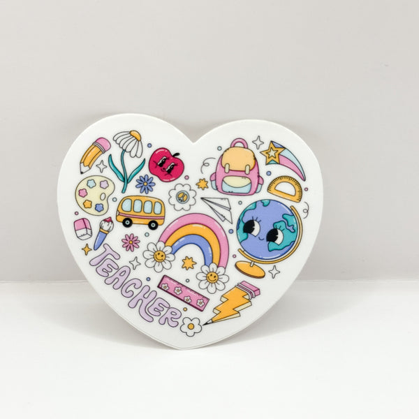 Teacher Heart Vinyl Die Cut Sticker | Glossy