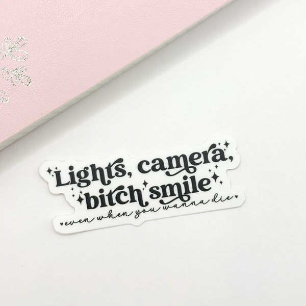 Lights, Camera, Bitch Smile (Swiftie) Vinyl Die Cut Sticker | Matte