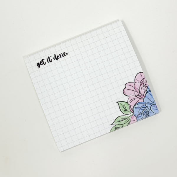 ' Get It Done ' Dreamy Floral Grid Sticky Note Pad ( 50pages Post-it Branded )