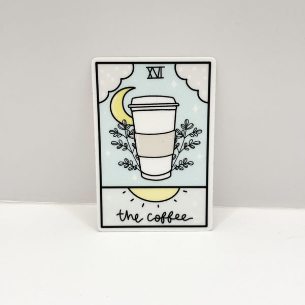 The Coffee Cute Tarot Card Vinyl Die Cut Sticker | Matte