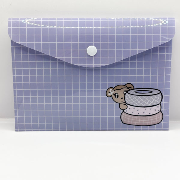 Blue Midnight Stationery Grid Macy Large Plastic Sticker Storage Envelope