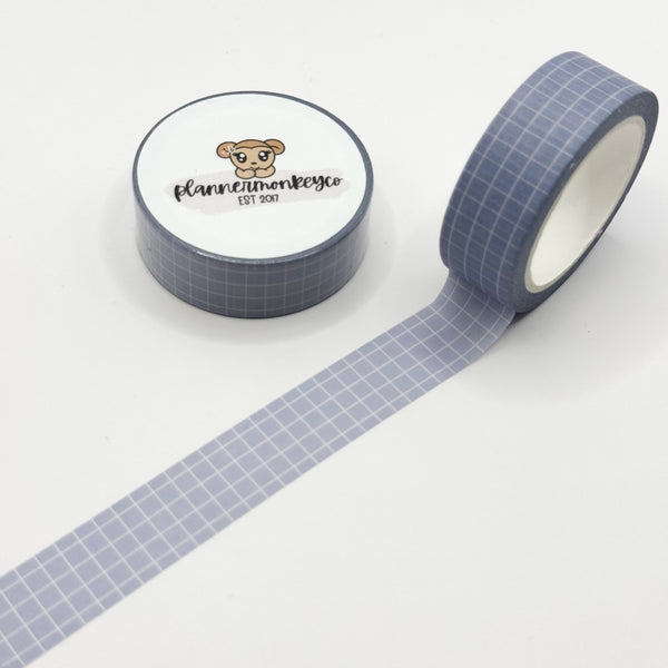 Midnight Stationery Muted Blue Grid Washi Tape | 15MM