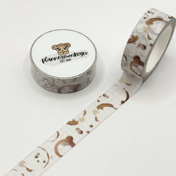 Coffee Stain 2.0 Grid Washi Tape | 15MM