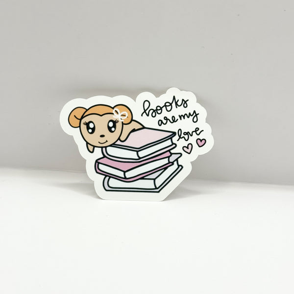 Books Are My Love Macy Die Cut Sticker | Regular Matte