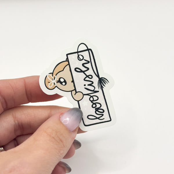 Macy Peeking Bookish Bookmark Die Cut Sticker (Regular Sticker Paper)