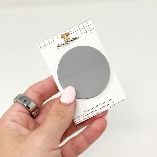 Grey Circle Transparent Sticky Notes / Page Flags 1.75"