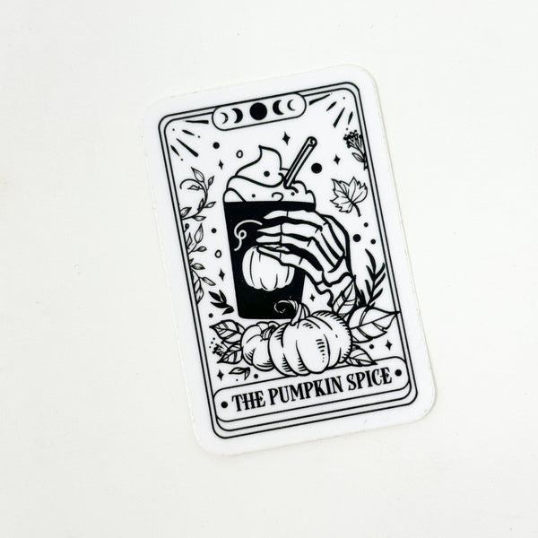 The Pumpkin Spice Tarot Card Vinyl Die Cut Sticker | Matte