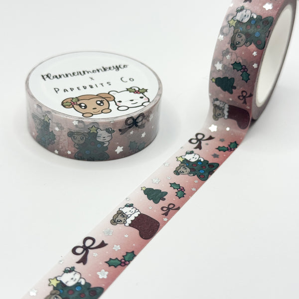 Holiday / Christmas Scene Washi Tape | Silver Foil 15MM (PMC X PBC) *DISCOUNTED*