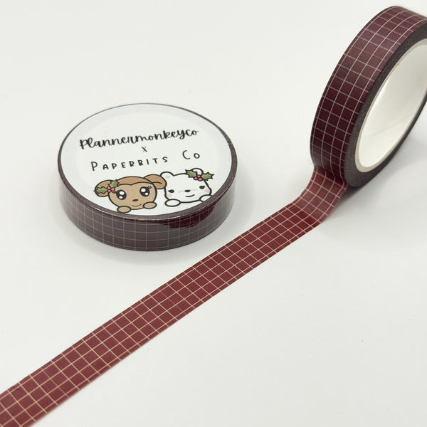 Holiday Red Wine Grid Washi Tape | 10MM (PMC X PBC)