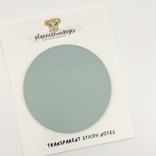 Sage Green Circle Transparent Pet Sticky Note Pad