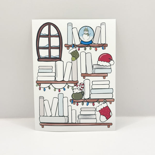 Christmas / Holiday Cozy Bookshelf Scene Large Die Cut Sticker (PMC X PBC)