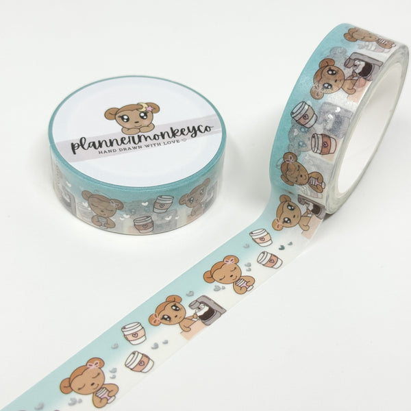 Macy's Morning Coffee 2.0 Blue Washi Tape | Silver Foil 15MM