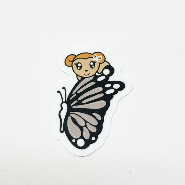 Macy Peeking Butterfly Vinyl Die Cut Sticker | Matte