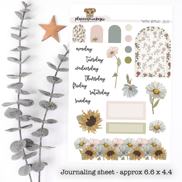 Retro Floral Journaling Deco Sheet