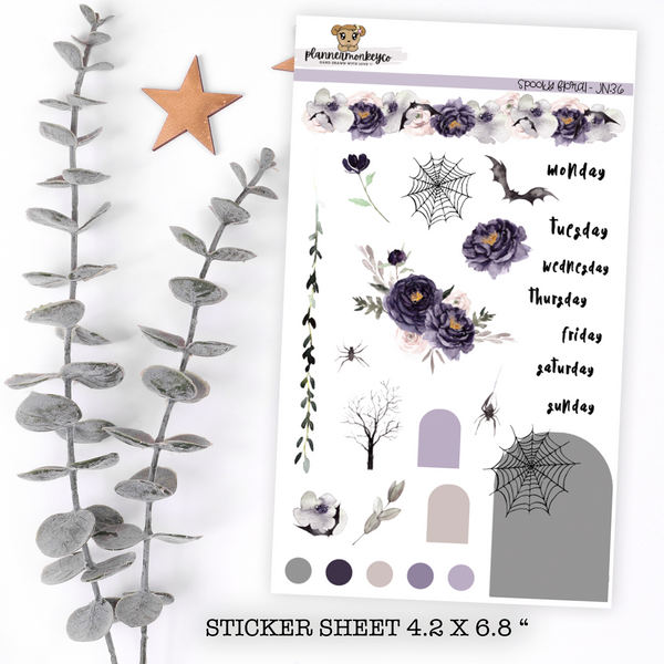 JN.36 | Spooky floral Journaling Deco Kit | Transparent + Regular Matte