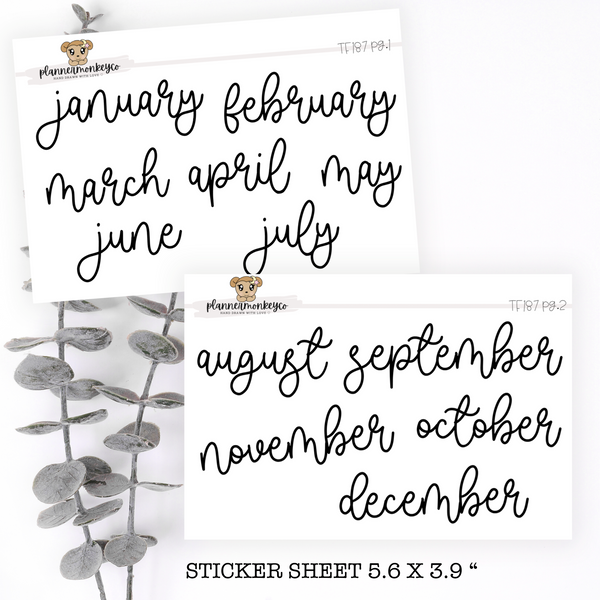 F21 | 2PC Cute Script Monthly Stickers XL (Transparent)