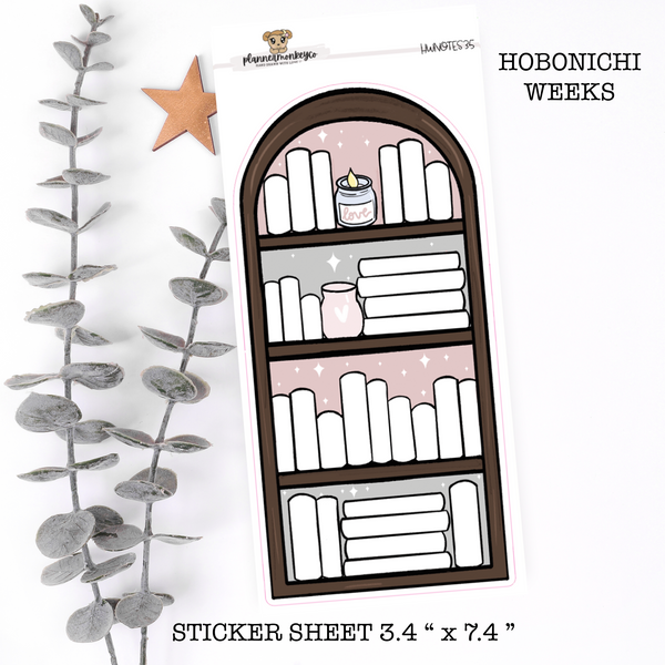 HWNOTES35 | Hobonichi Weeks 'Cozy Romantic Bookshelf' Large Sticker