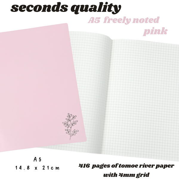 * Seconds Quality *  PINK A5 Freely Noted |  52 gsm Tomoe River Paper Notebook ( OOPS )