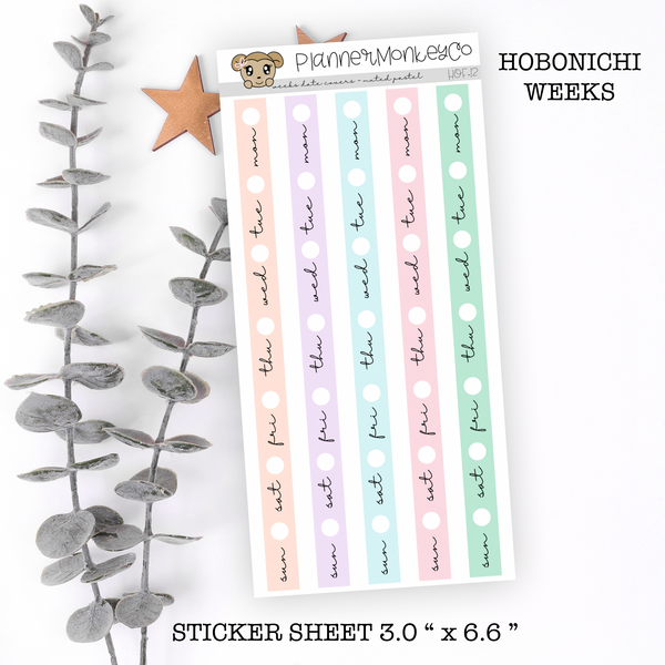 HOF.12 | Hobonichi Weeks Date Cover Strips " Muted Pastel "