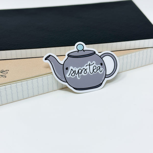 Sips Tea Vinyl Die Cut Sticker | Glossy