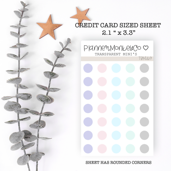 TBM.169 | " Pastel Stationery " dot stickers Mini Sheet (Transparent)