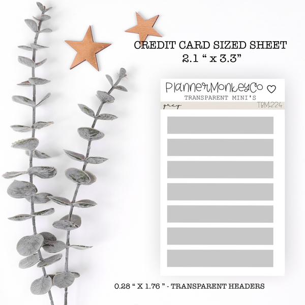 TBM.224 | " Grey " Headers Mini sheet (Transparent)