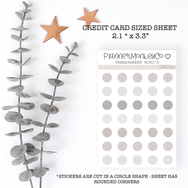 TBM.266 | " Freely Noted Basic "  Dot Stickers Mini Sheet (Transparent)