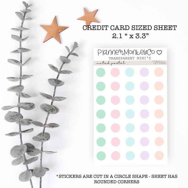 TBM.167 | " Muted Pastel " Dot Stickers Mini Sheet (Transparent)