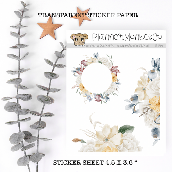 TF144 | " Dewy Morning  Floral " Deco Headers (Transparent)